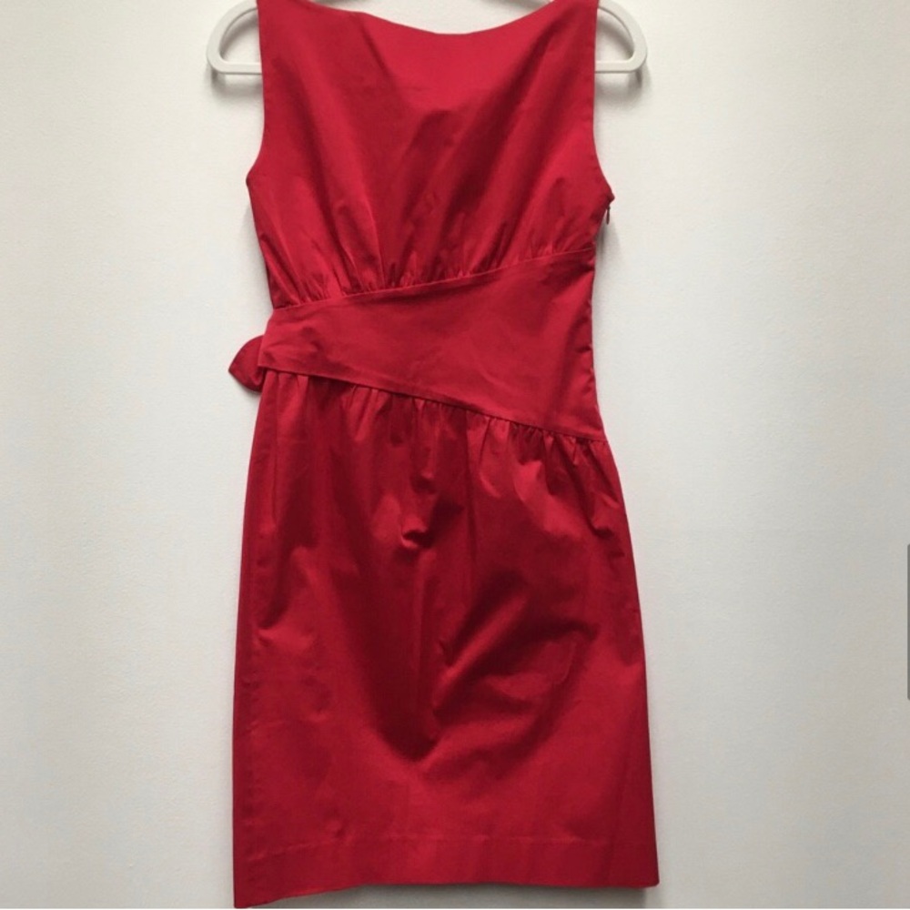 Moschino Side Bow Square Neck Dress 8 Red Italian Designer Chic Retro Classic - Picture 10 of 13
